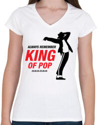 printfashion Michael Jackson póló - Női V-nyakú póló - Fehér (1042813)