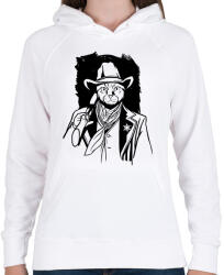 printfashion Cowboy macska - Női kapucnis pulóver - Fehér (4061213)