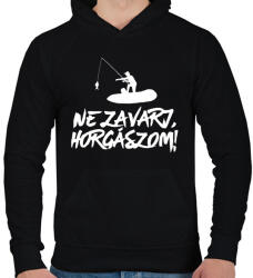 printfashion Ne zavarj horgászom - Férfi kapucnis pulóver - Fekete (4695692)