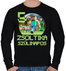 printfashion Minecraft születésnap - Egyedi névvel - Férfi pulóver - Fekete (7033038)