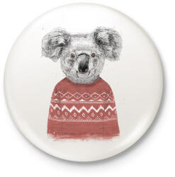 printfashion Winter koala (red) - Kitűző, hűtőmágnes - Fehér (3076086)