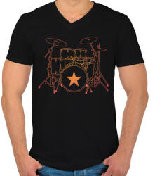 printfashion Dob szett - Férfi V-nyakú póló - Fekete (5994141)