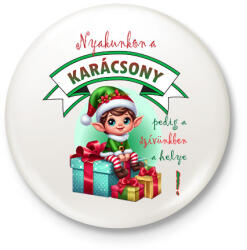 printfashion Karácsonyi manófiú - Kitűző, hűtőmágnes - Fehér (14967392)