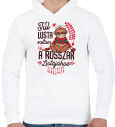 printfashion Lajhár Túl lusta voltam a rosszak listájához - Férfi kapucnis pulóver - Fehér (14873250)