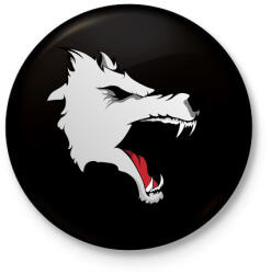 printfashion Wolf - Kitűző, hűtőmágnes - Fekete (3094393)