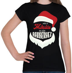 printfashion Mikulás barber - Női póló - Fekete (9118429)