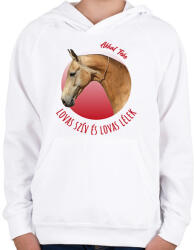 printfashion Lovas szív - Akhal Teke - Gyerek kapucnis pulóver - Fehér (7191397)