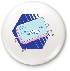 printfashion ESC gomb - Kitűző, hűtőmágnes - Fehér (4885438)