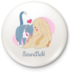 printfashion Szeretlek - cica és kutya - Kitűző, hűtőmágnes - Fehér (6059516)