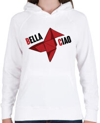 printfashion Bella Ciao origami - Női kapucnis pulóver - Fehér (5316657)