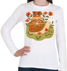 printfashion Csiga könyvekkel - Női hosszú ujjú póló - Fehér (15704312)