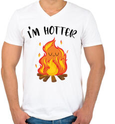 printfashion I'm hotter - Férfi V-nyakú póló - Fehér (6994760)