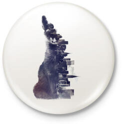 printfashion Fox from the city - Kitűző, hűtőmágnes - Fehér (3074711)