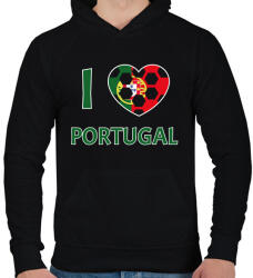 printfashion I love Portugal - Férfi kapucnis pulóver - Fekete (10788245)