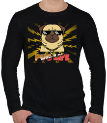 printfashion PUG LIFE 2 - Férfi hosszú ujjú póló - Fekete (11280648)