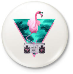 printfashion Miami flamingo - Kitűző, hűtőmágnes - Fehér (3074758)