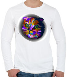 printfashion Szivárványcic - Férfi hosszú ujjú póló - Fehér (4979527)
