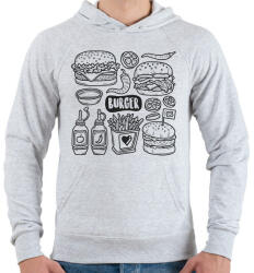printfashion burger - Férfi kapucnis pulóver - Sport szürke (15720321)