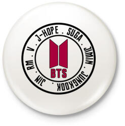 printfashion BTS music band - Kitűző, hűtőmágnes - Fehér (3088510)