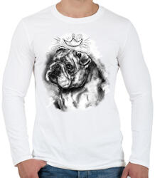 printfashion angol bulldog koronaval - Férfi hosszú ujjú póló - Fehér (5702585)