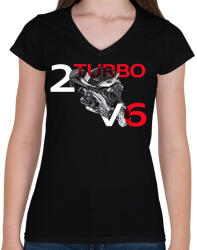 printfashion Audi BiTurbo - Női V-nyakú póló - Fekete (2114330)