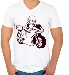 printfashion lego - Férfi V-nyakú póló - Fehér (2911629)