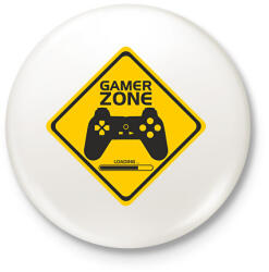 printfashion Gamer Zone - Kitűző, hűtőmágnes - Fehér (7797783)