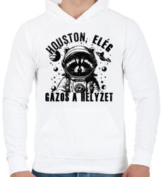 printfashion Houston, elég gázos a helyzet! - Férfi kapucnis pulóver - Fehér (16682303)