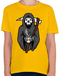 printfashion Kávézó kaszás - Gyerek póló - Sárga (123762)