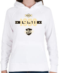 printfashion born-in-1950-cream-choco - Női kapucnis pulóver - Fehér (620907)
