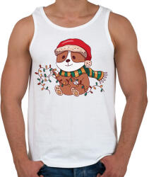 printfashion Karácsonyi corgi - Férfi atléta - Fehér (10143106)