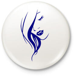 printfashion Női arc - kék - Kitűző, hűtőmágnes - Fehér (11996335)