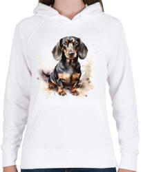 printfashion Tacskó - Női kapucnis pulóver - Fehér (16773455)