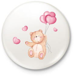 printfashion Mackó szív - Kitűző, hűtőmágnes - Fehér (3083649)