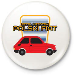 printfashion Polski Fiat - ezzel kezdtem - Kitűző, hűtőmágnes - Fehér (11000185)