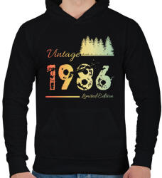 printfashion 1986 - Férfi kapucnis pulóver - Fekete (12618017)