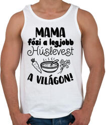 printfashion Mama főzi a legjobb húslevest a világon! - Férfi atléta - Fehér (16570962)