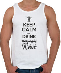printfashion Keep calm and drink kotyogós kávé - Férfi atléta - Fehér (997132)