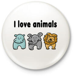 printfashion I love animals - Kitűző, hűtőmágnes - Fehér (3925932)