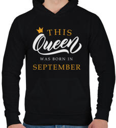 printfashion THIS QUEEN WAS BORN IN SEPTEMBER - Férfi kapucnis pulóver - Fekete (5494805)