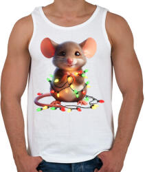 printfashion Cuki vicces karácsonyi party egér - Férfi atléta - Fehér (15251922)