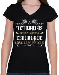 printfashion Tetoválás - Csokoládé - Női V-nyakú póló - Fekete (12607171)