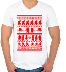 printfashion Dragonball karácsonyi minta - Férfi V-nyakú póló - Fehér (1106271)