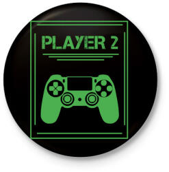 printfashion PLAYER 2 - Kitűző, hűtőmágnes - Fekete (4230249)