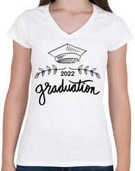 printfashion Graduation 2022 - Diplomás minta - Női V-nyakú póló - Fehér (6339837)