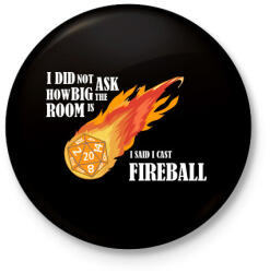 printfashion I said I cast Fireball - Kitűző, hűtőmágnes - Fekete (4947027)