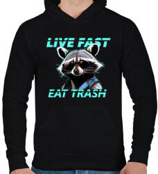 printfashion LIVE FAST EAT TRASH - Férfi kapucnis pulóver - Fekete (15223427)