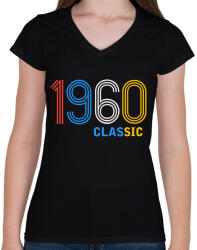 printfashion 1960 - Női V-nyakú póló - Fekete (11924722)