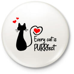 printfashion Every cat is PURRfect - Kitűző, hűtőmágnes - Fehér (6403833)