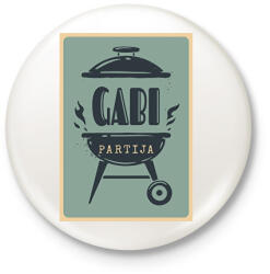 printfashion BBQ party - Névvel - Kitűző, hűtőmágnes - Fehér (6291764)